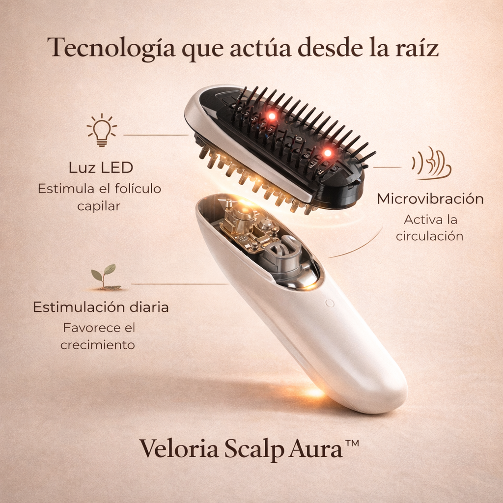 Veloria Scalp Aura™ | Cepillo de Terapia LED Capilar
