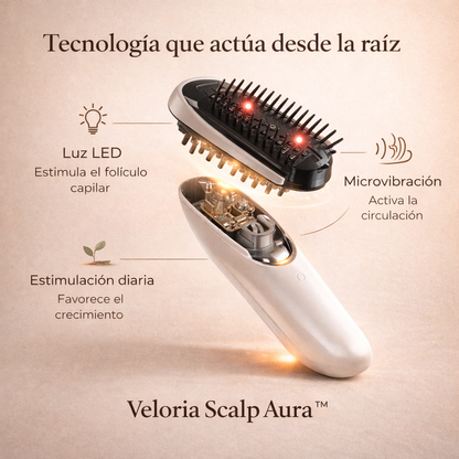Veloria Scalp Aura™ | Cepillo de Terapia LED Capilar